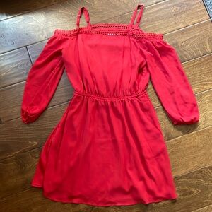 REBECCA MINKOFF OFF THE SHOULDER RED MINI DRESS